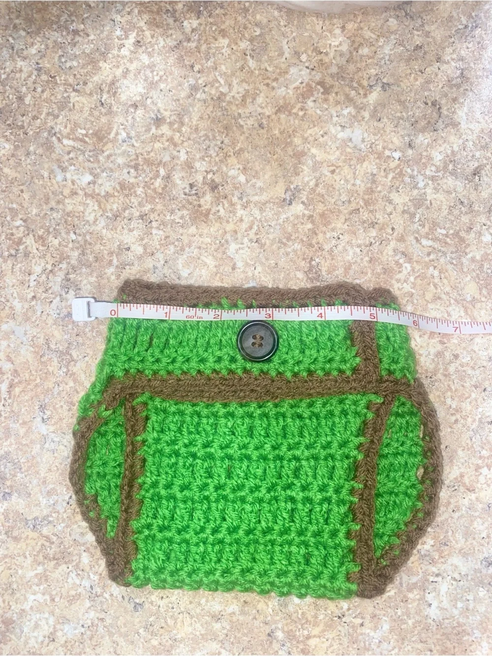 Handmade Green Crochet Baby Diaper Cover & Hat Set